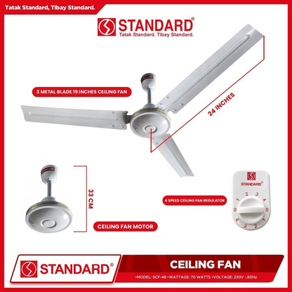 STANDARD CEILING FAN 48" - Diameter Metal Blade