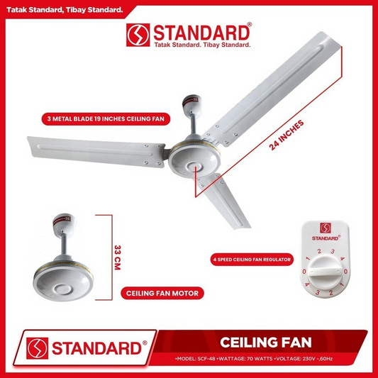 STANDARD CEILING FAN 48" - Diameter Metal Blade