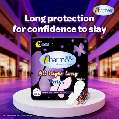 1 CASE - Charmee Sanitary Napkin All-Night Long 10's - (18 x 10's)