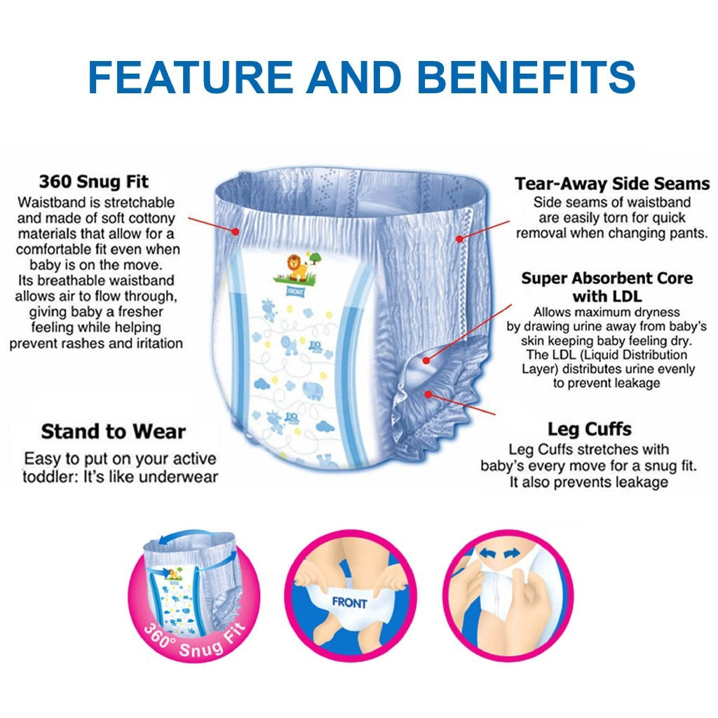 EQ Mega Pack Pants Baby Diaper 66's - XL