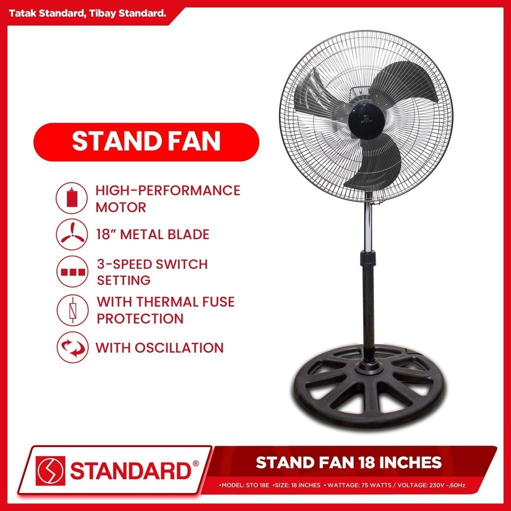 STANDARD STAND FAN 18" - Metal Fan Blade