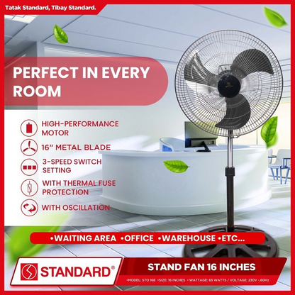 STANDARD STAND FAN 16" - Metal Blade