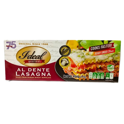 1 CASE - Ideal Gourmet Pasta AL DENTE LASAGNA 454g x 12 packs