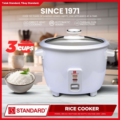 STANDARD RICE COOKER (350W) Plain white 0.6L/3Cups