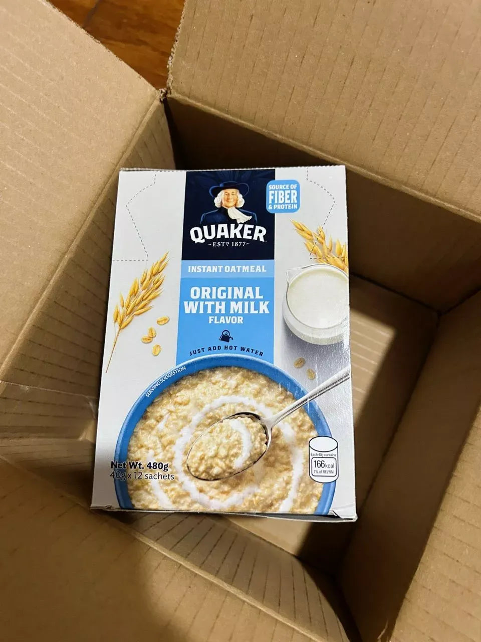1 CASE - Quaker Instant Oatmeal Original with Milk 40g (Pack of 12) x 12 boxes