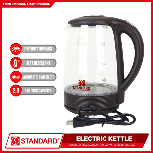 STANDARD ELECTRIC KETTLE 2L 1500W - GLASS