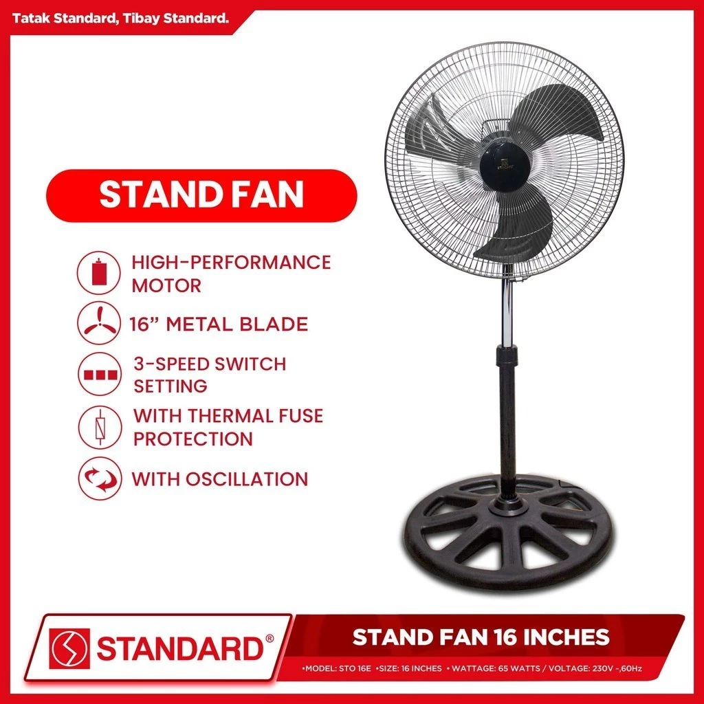 STANDARD STAND FAN 16" - Metal Blade