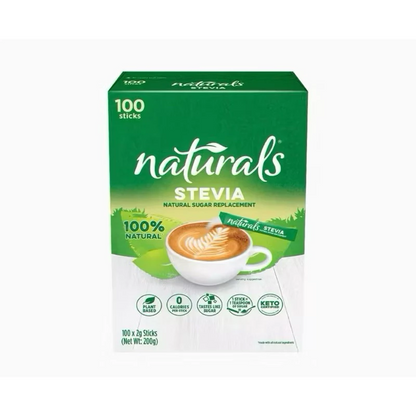 1 CASE - NATURALS STEVIA 100 Zero Calorie Sweetener  - (100 Sticks x 12 Boxes)