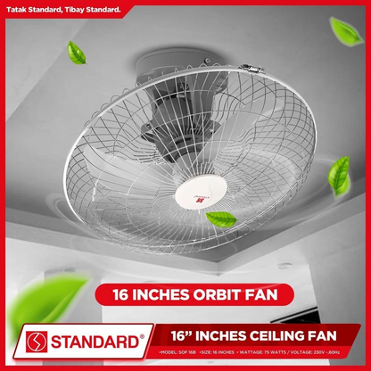 STANDARD ORBIT Ceiling FAN 16" - Plastic Banana Type Blade