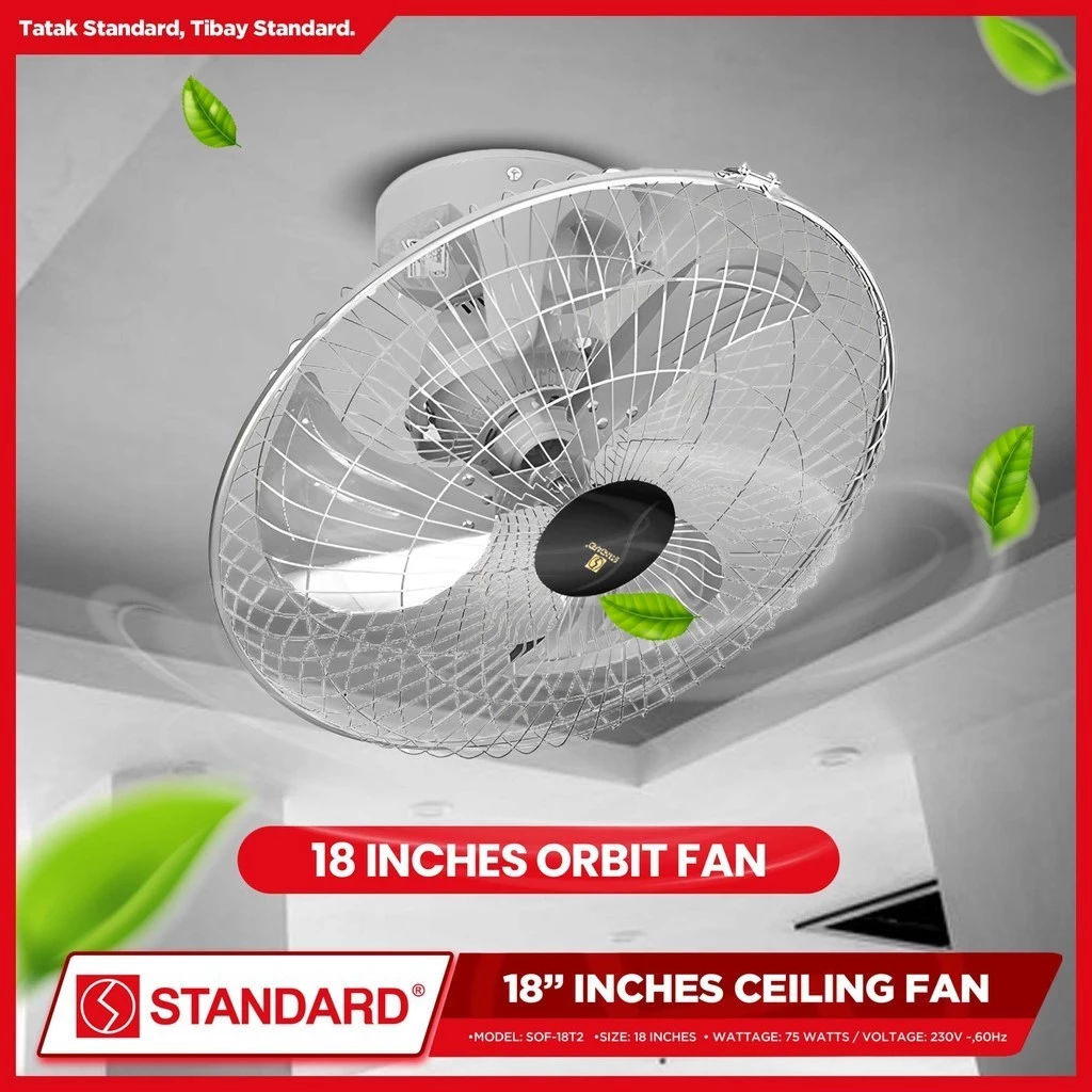 STANDARD ORBIT Ceiling FAN 18" - Metal Blade (4 Speed Switch)