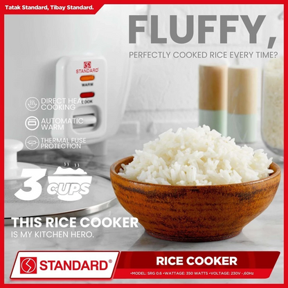 STANDARD RICE COOKER (350W) Plain white 0.6L/3Cups