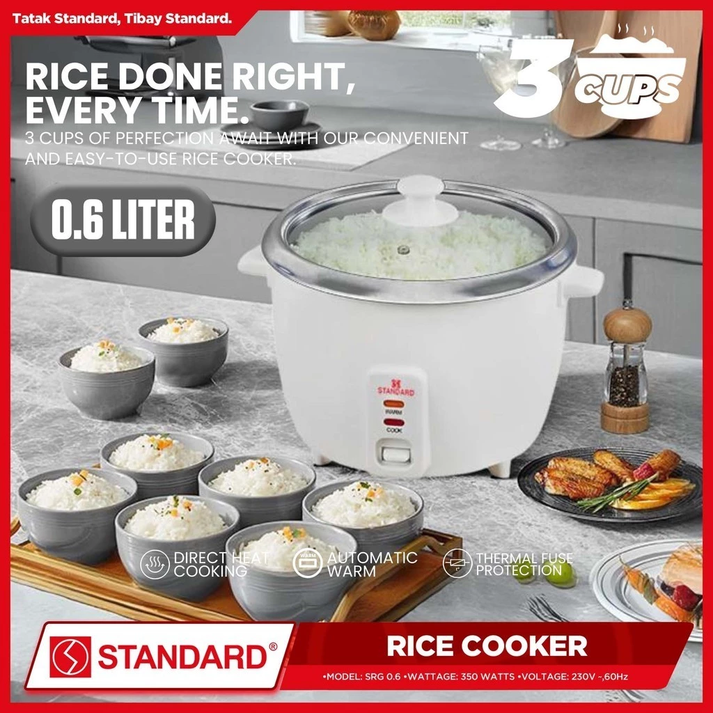 STANDARD RICE COOKER (350W) Plain white 0.6L/3Cups
