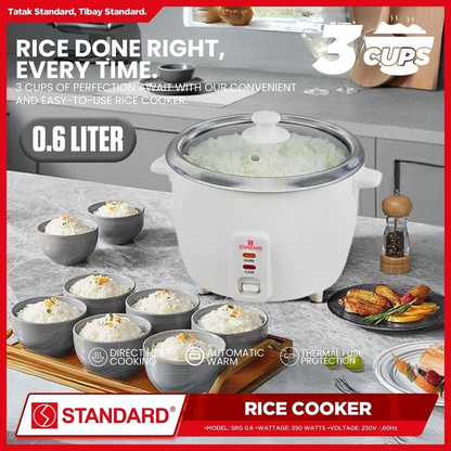 STANDARD RICE COOKER (350W) Plain white 0.6L/3Cups