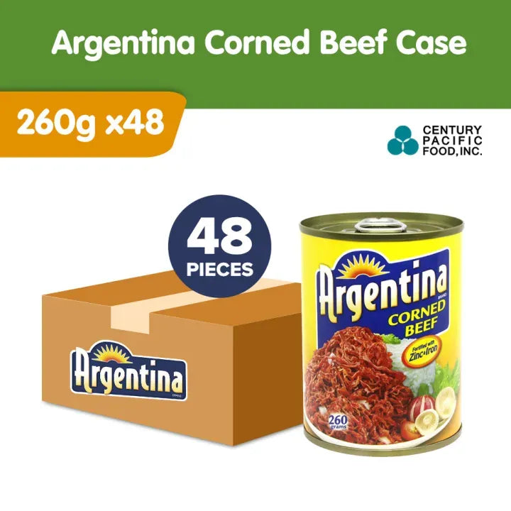 Argentina Corned Beef 260g x 48pcs (1 CASE) - 100% Pure Beef, High Protein, Halal Certified