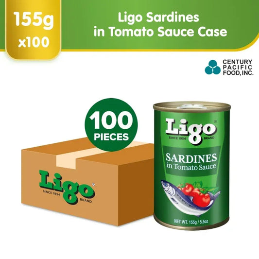 Ligo Sardines in Tomato Sauce 155g (Case of 100pcs) - Rich in Calcium, Protein and Lycopene