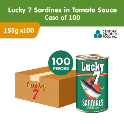 Lucky 7 Sardines in Tomato Sauce 155g (Case of 100pcs)