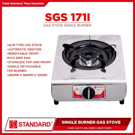 STANDARD GAS STOVE SINGLE BURNER LPG Stainless Steel Slim type - (BURNER ONLY)