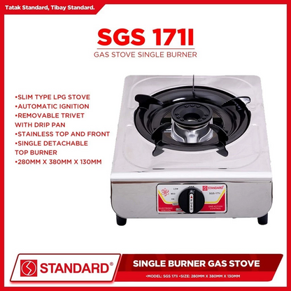 STANDARD GAS STOVE SINGLE BURNER LPG Stainless Steel Slim type - (BURNER ONLY)