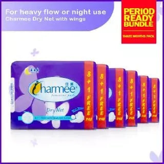 1 CASE -Charmee Dry Net HEAVY FLOW Sanitary Napkin with Wings 8's x 36 packs