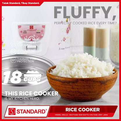 STANDARD RICE COOKER 2.5 Liters with Steamer