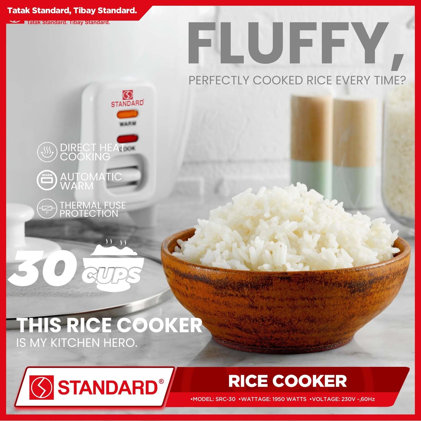 STANDARD Large Capacity Commercial RICE COOKER (1950W) 5.6L/30Cups