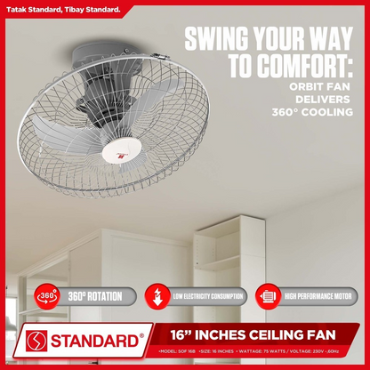 STANDARD ORBIT Ceiling FAN 16" - Plastic Banana Type Blade