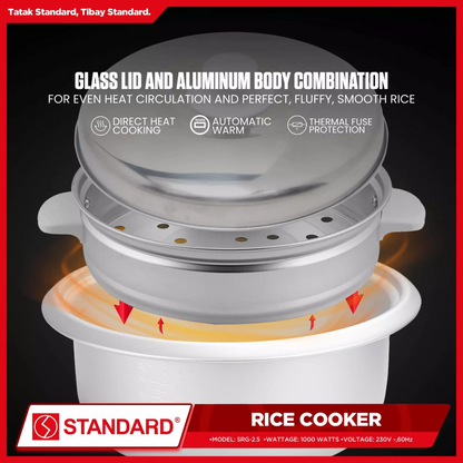STANDARD RICE COOKER 2.5 Liters with Steamer