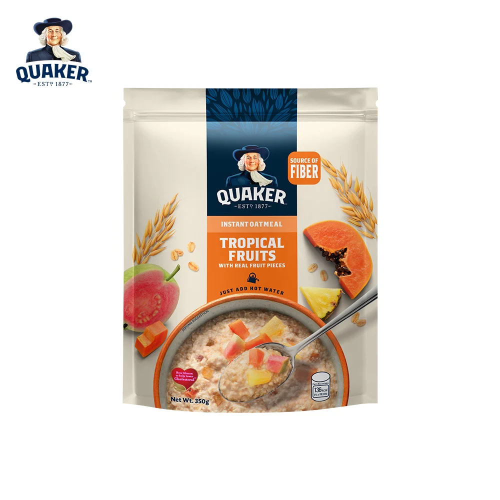 1 CASE - Quaker Instant Oatmeal Tropical Fruits with real fruit pieces 350g x 12