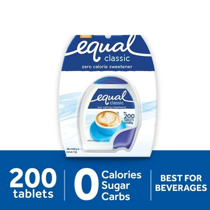 1 Case EQUAL CLASSIC TABLET 200 Zero Calorie Sweetener ( 200 Tablets x 12 ) Sugar Substitute, Diabetic Friendly