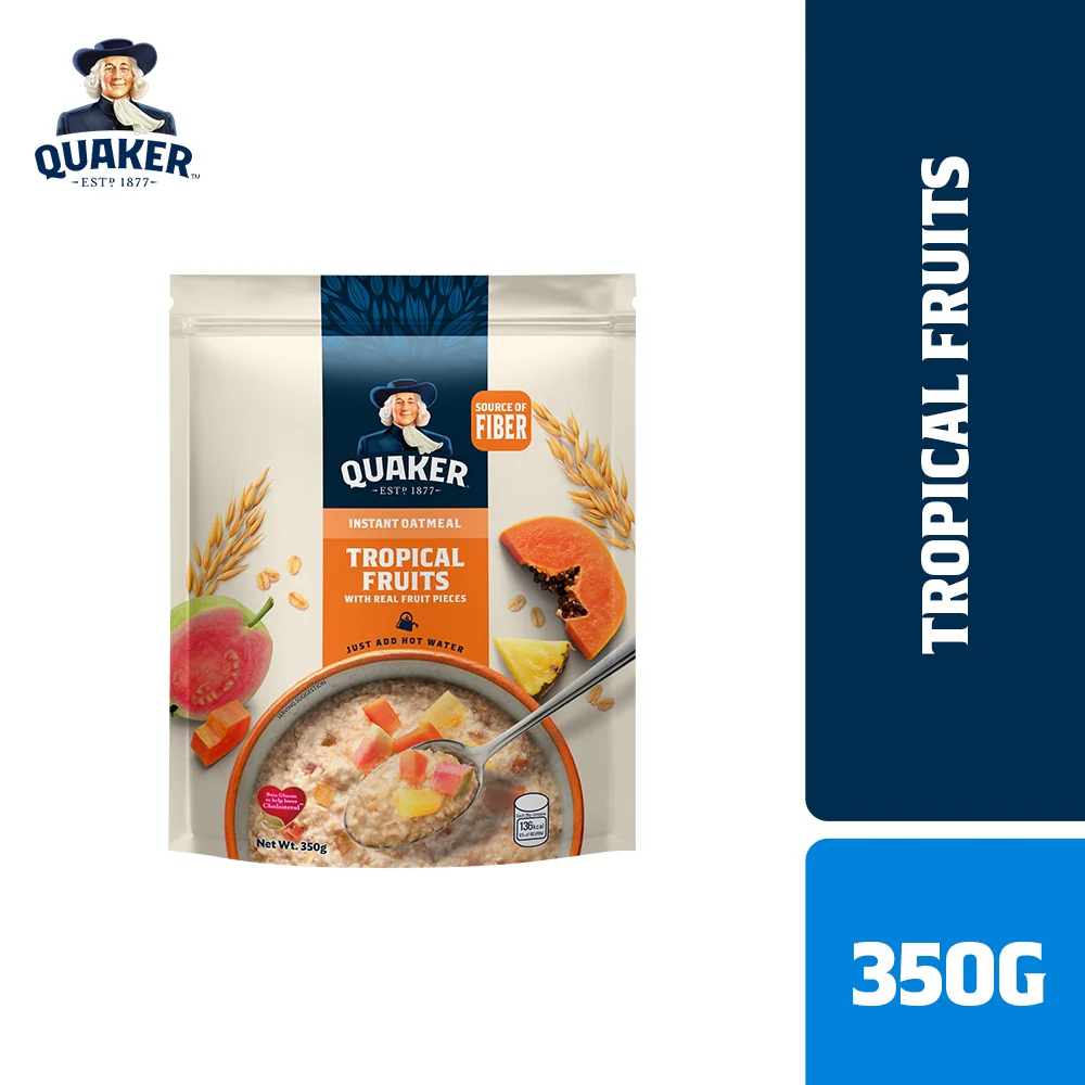1 CASE - Quaker Instant Oatmeal Tropical Fruits with real fruit pieces 350g x 12