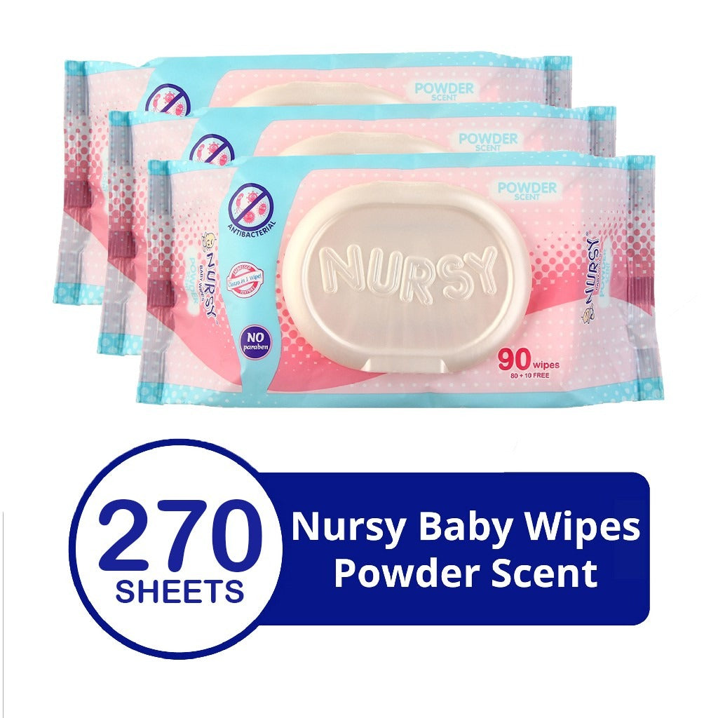 [BUNDLE OF 4 or 24] - Nursy Baby Wipes Powder Scent 90's