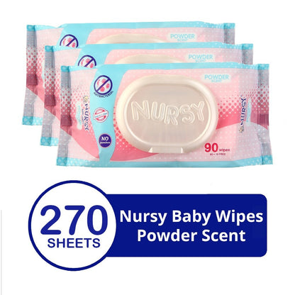 [BUNDLE OF 4 or 24] - Nursy Baby Wipes Powder Scent 90's
