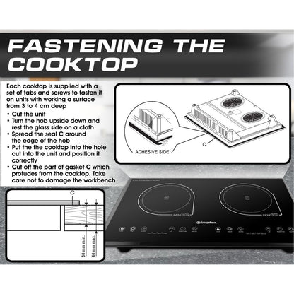 Imarflex IDX-3250B Built-in Twin Induction Cooker - L 1300W / R 1500W