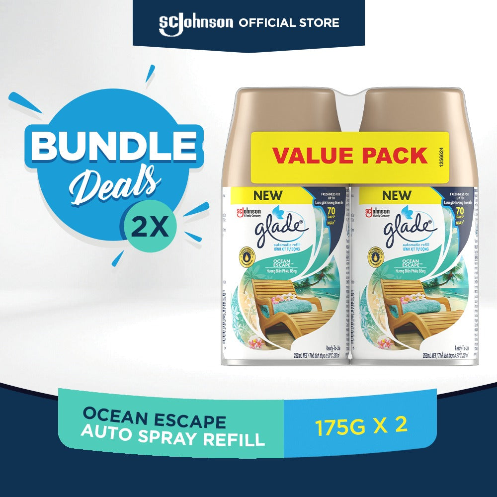 Glade Air Freshener Automatic Spray Refill 175g x 2- Ocean Escape Twin