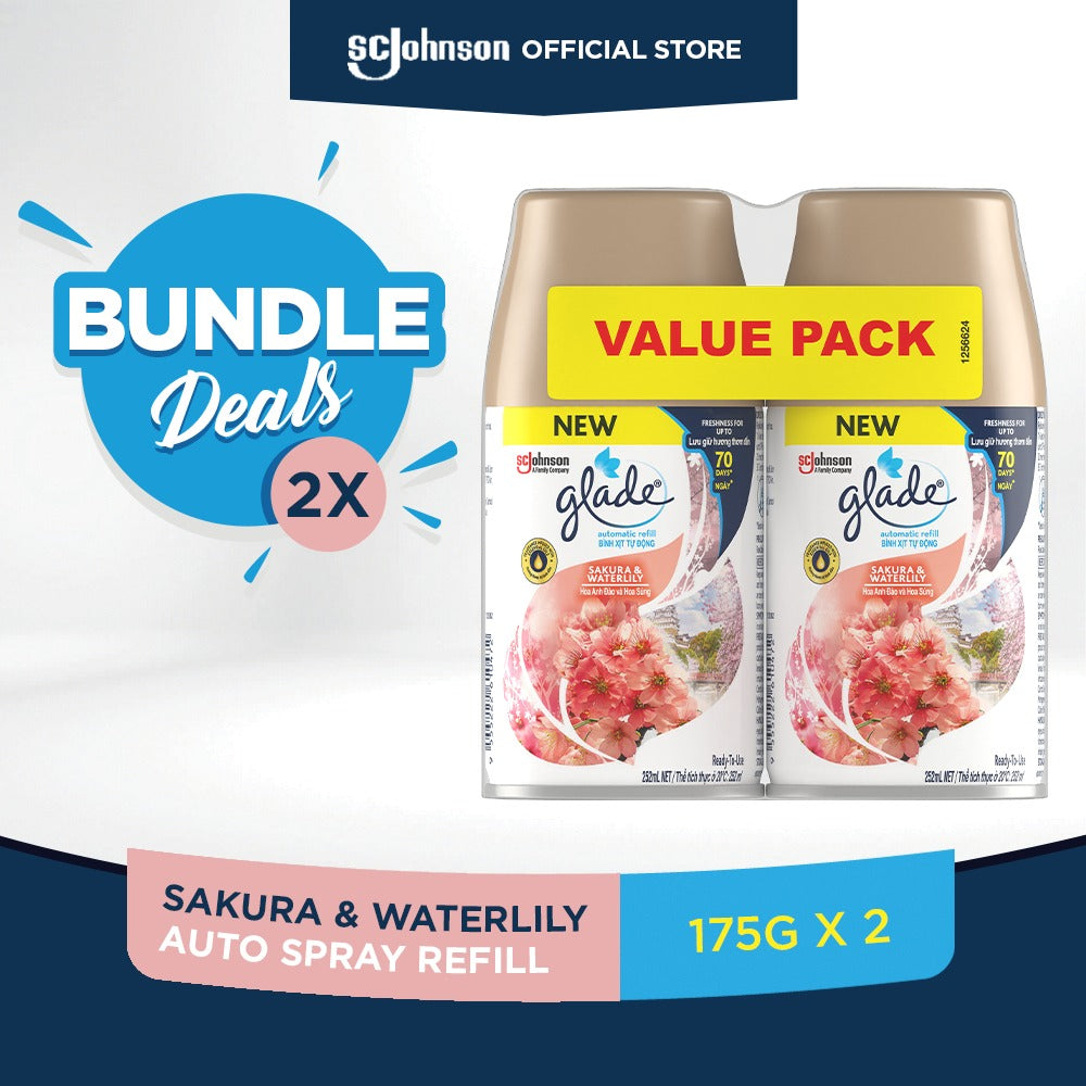 Glade Air Freshener Automatic Spray Refill 175g x 2 - Sakura & Waterlily