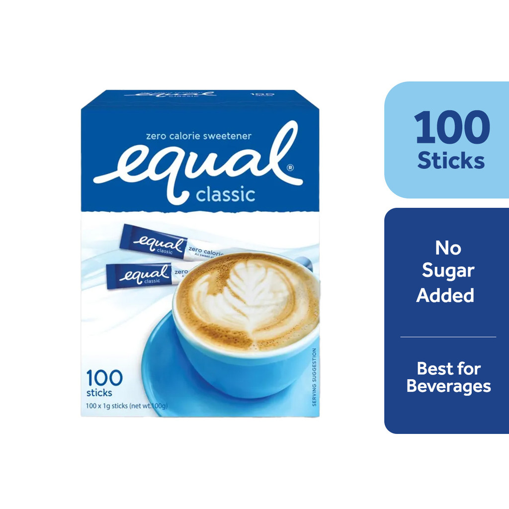1 CASE - EQUAL CLASSIC 100 Zero Calorie Sweetener - Sugar Substitute, Diabetic Friendly -  (100 Sticks x 12 Boxes)