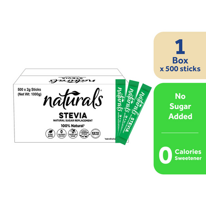 1 CASE - NATURALS STEVIA 500 Zero Calorie Sweetener - Natural Stevia Sweetener, Sugar Free - (500 Sticks)