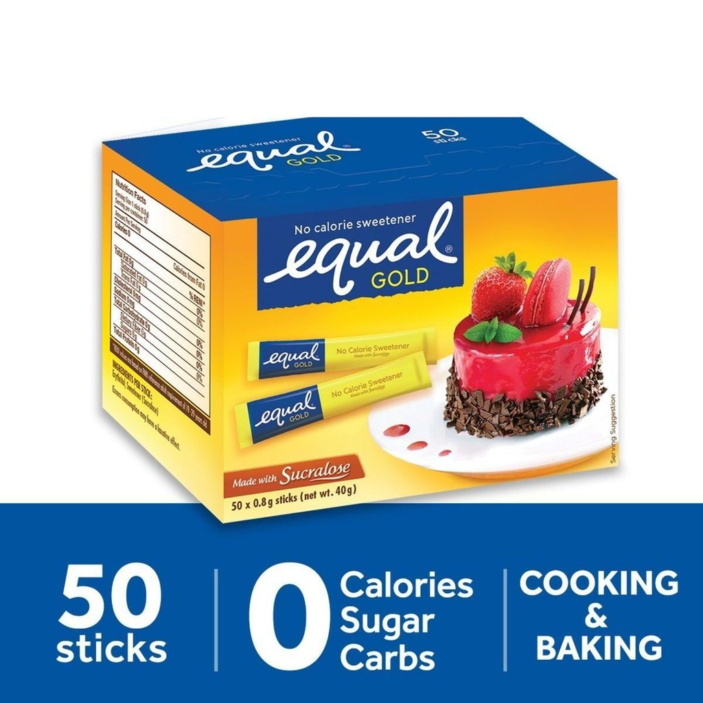 1 CASE - EQUAL GOLD 50 Zero Calorie Sweetener - Keto Diet Friendly, Diabetic Friendly -  (50 Sticks x 12 Boxes)