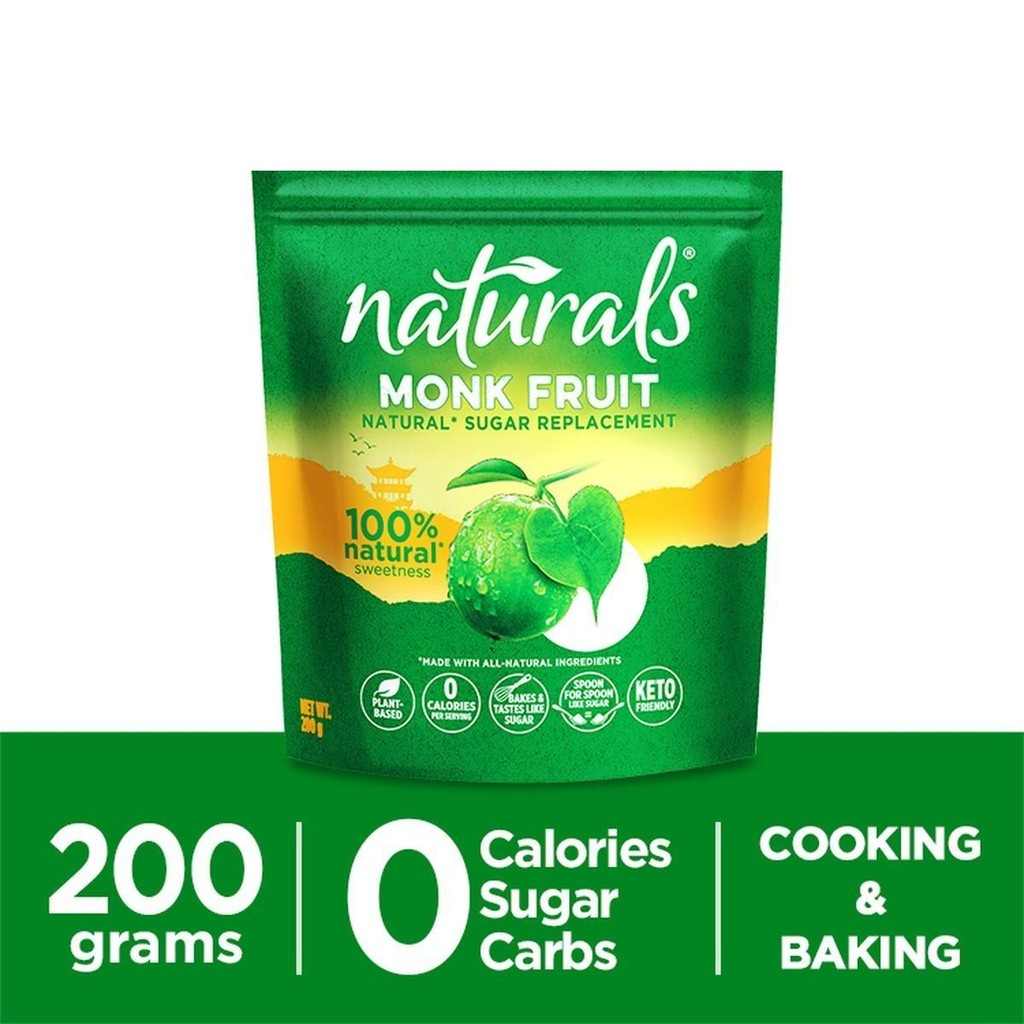 1 CASE - NATURALS MONK FRUIT 200G Zero Calorie Sweetener - Natural Sweetener, Sugar Free - (200g x 12 Packs)