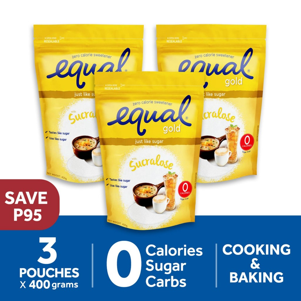 1 CASE - EQUAL GOLD 400G Sugarly Zero Calorie Sweetener - Keto Diet Friendly, Diabetic Friendly - (400g x 12 Packs)