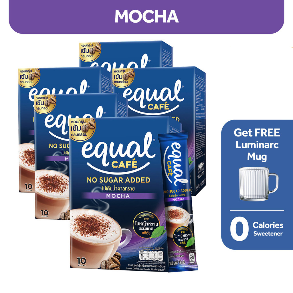 1 CASE - EQUAL CAFE MOCHA 3-IN-1 Coffee Mix - (10 Sticks x 12 Boxes)