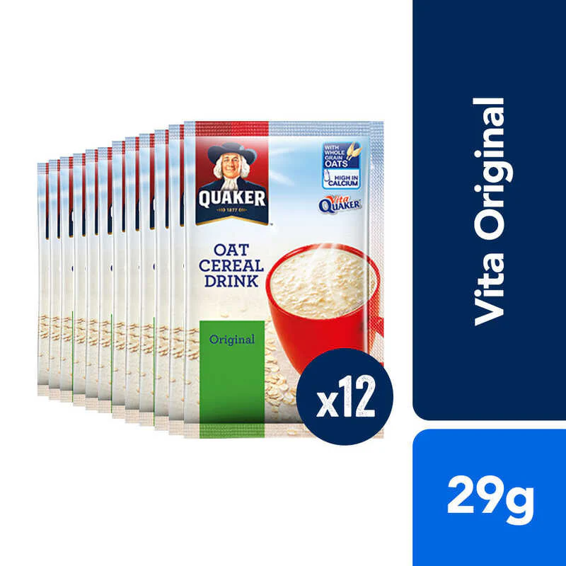 1 CASE - Quaker Vita Cereal Drink Original (12 x 29g) 12 Boxes