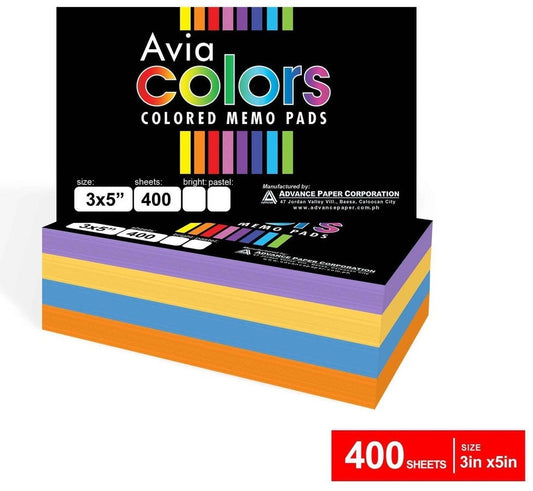 1 BUNDLE AVIA Colored Memo Pad (400s x 40 Packs)