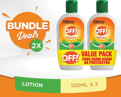 OFF! OVERTIME Insect Repellent Lotion - Twin Pack 100ml x 2pcs