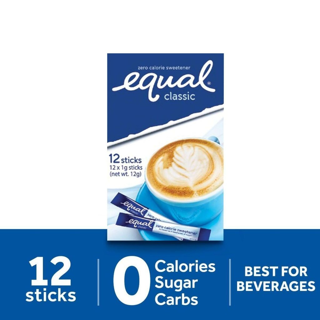 1 CASE - EQUAL CLASSIC 12 Zero Calorie Sweetener - Sugar Substitute, Diabetic Friendly -  (12 Sticks x 24 Boxes)