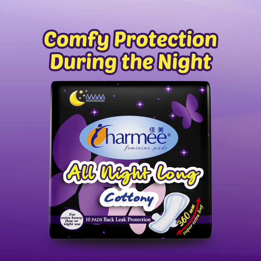 1 CASE - Charmee Sanitary Napkin All-Night Long 10's - (18 x 10's)