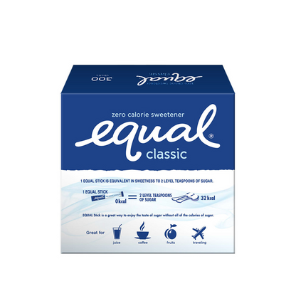 1 CASE - EQUAL CLASSIC 300 Zero Calorie Sweetener - (300 Sticks x 12 Boxes)