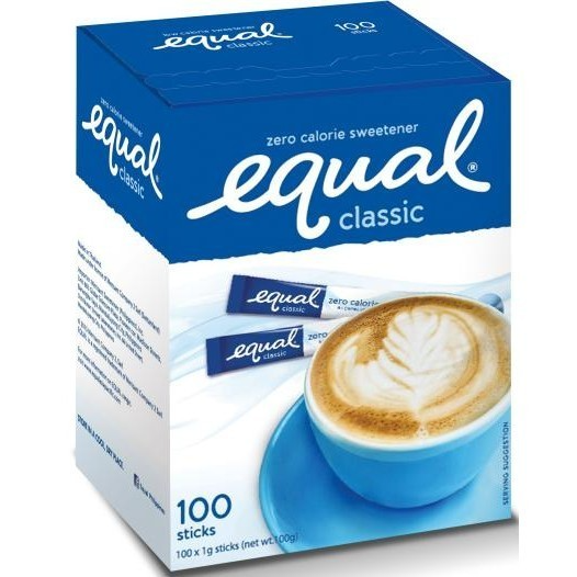 1 CASE - EQUAL CLASSIC 100 Zero Calorie Sweetener - Sugar Substitute, Diabetic Friendly -  (100 Sticks x 12 Boxes)