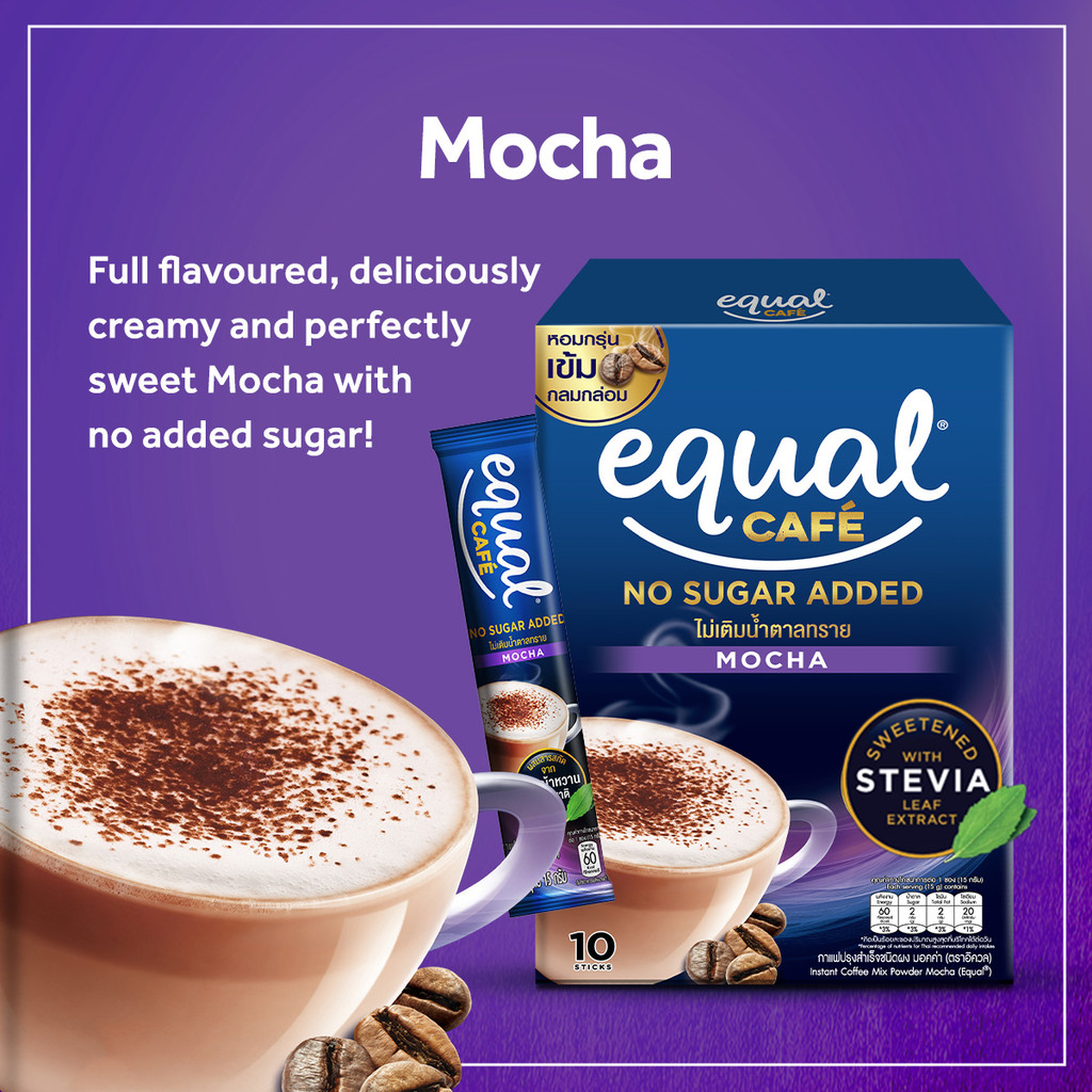 1 CASE - EQUAL CAFE MOCHA 3-IN-1 Coffee Mix - (10 Sticks x 12 Boxes)