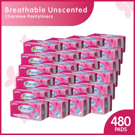 1 CASE - Charmee Pantyliner Breathable Unscented 20's x 24 packs